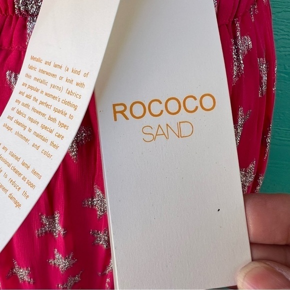 ROCOCO SAND VEGA METALLIC STARS RUFFLE FUN MAXI SKIRT PINK SIZE MEDIUM NWT - Picture 3 of 5